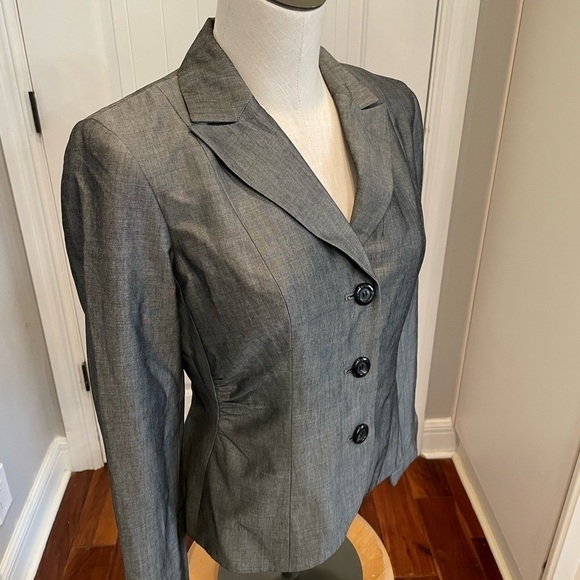 Etcetera gray rayon wool blend satin look blazer jacket classic simple elegant - Picture 2 of 10